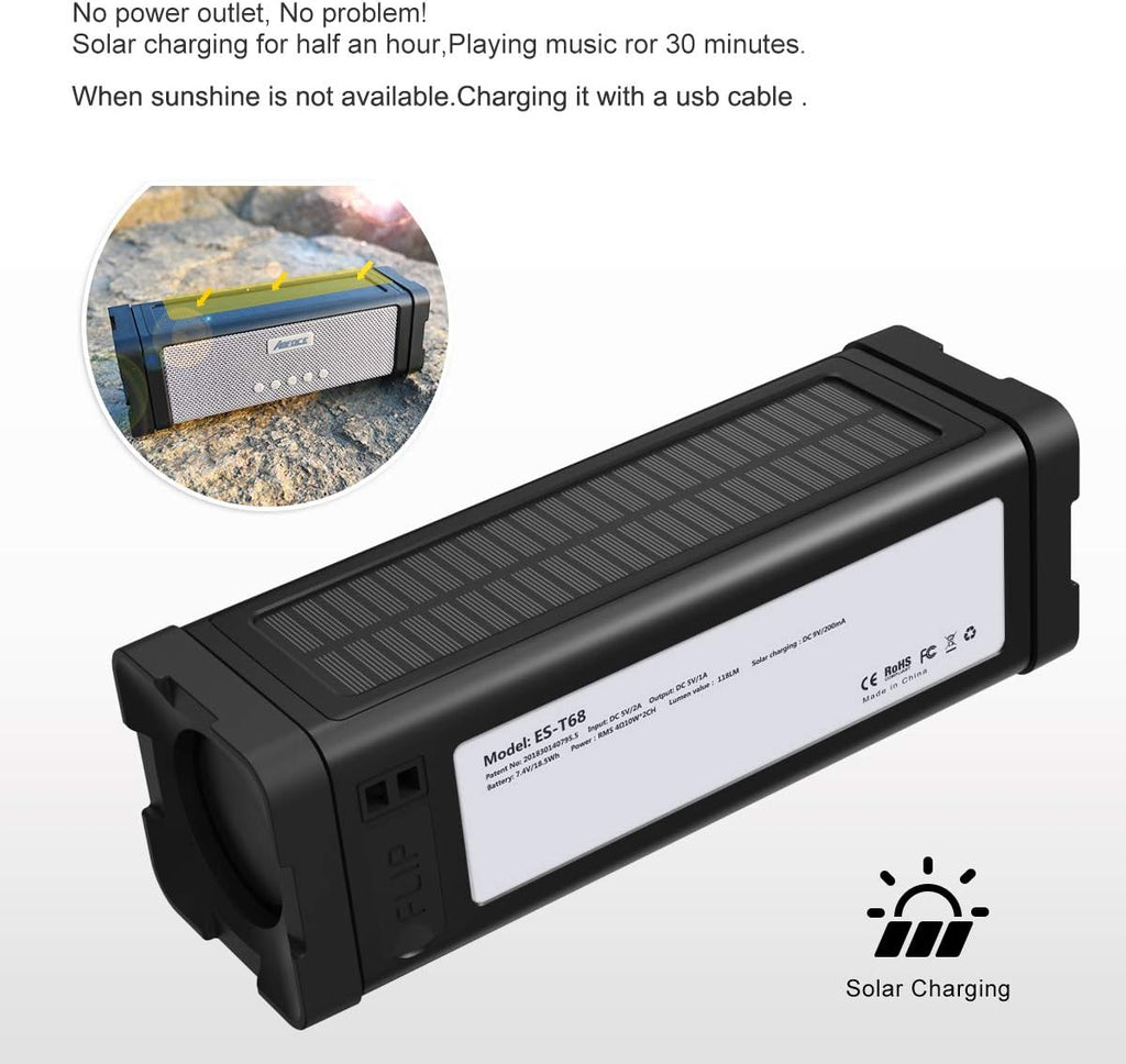 IPX7 Waterproof 20W Portable Bluetooth Speaker with 27 LEDs Y8687