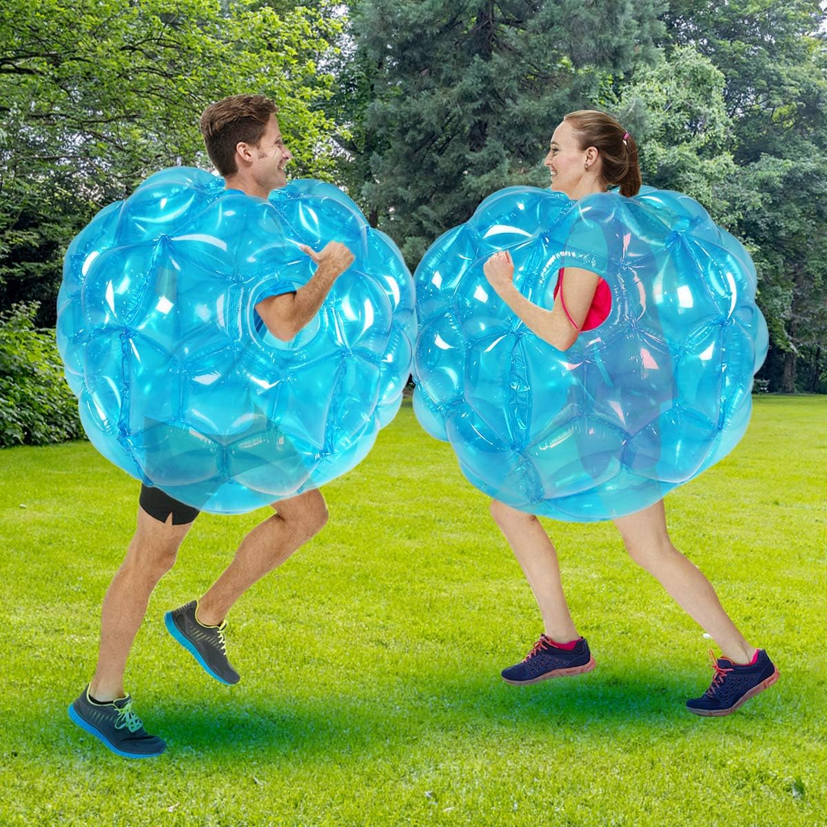 2 PC Inflatable Body Bubble Ball Sumo Bumper Bopper Toys (Blue 90cm) Y90729