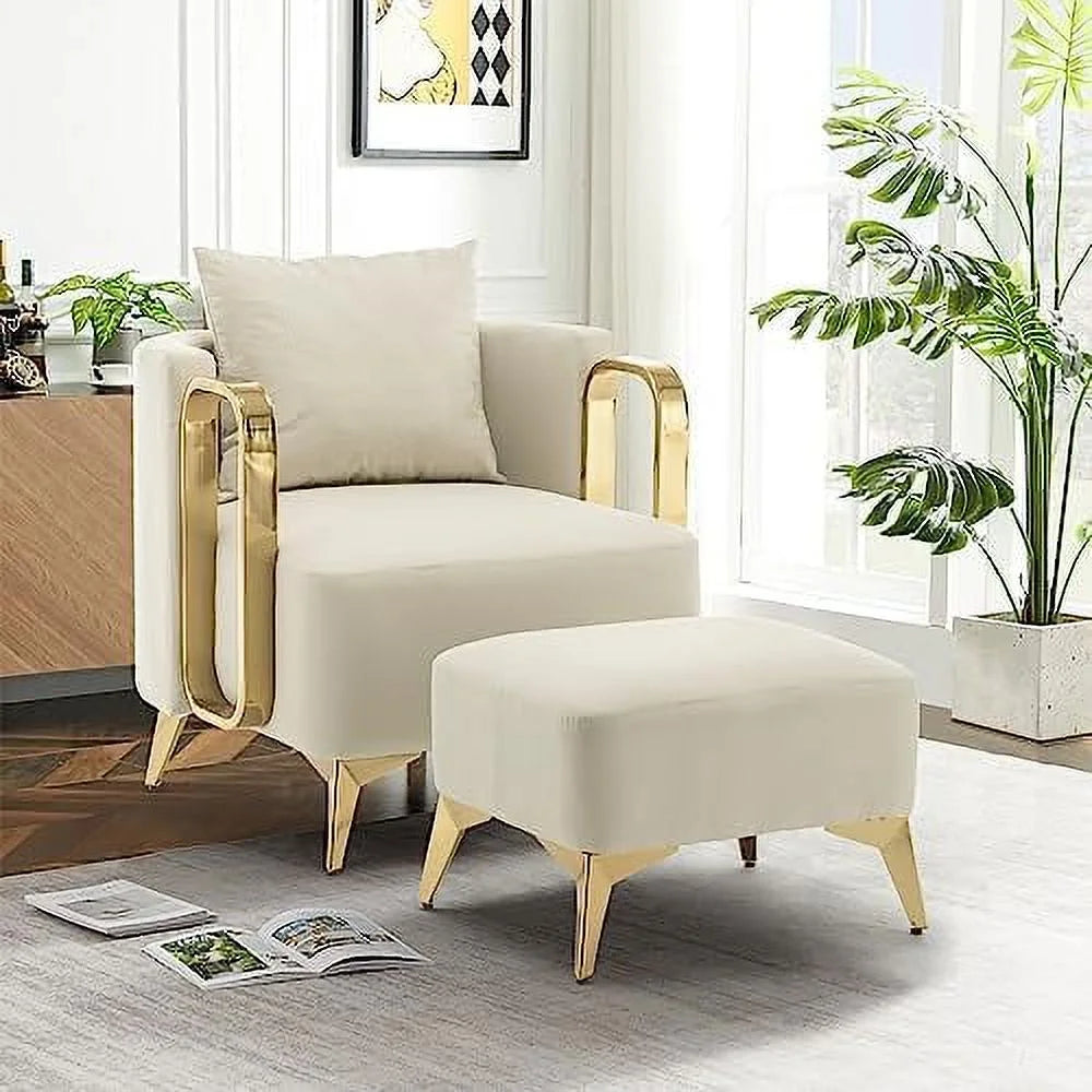 Faux Leather Accent Chair with Ottoman G8045