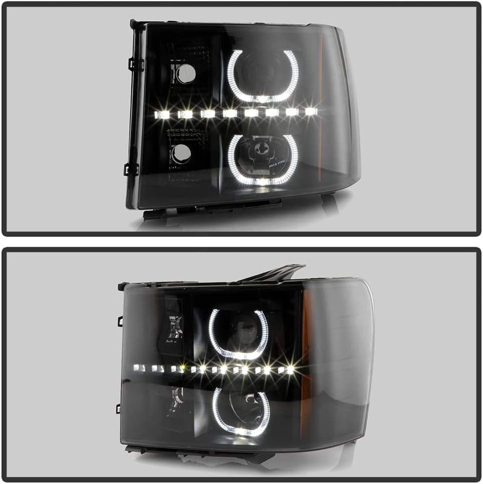 Black LED Projector Headlights Driver + Passenger Side A541447