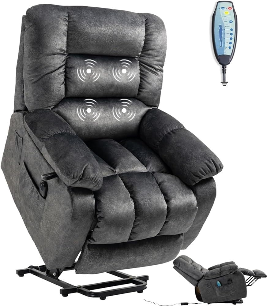 Oversized Dual Motor Lift Recliner with Heat and Massage F5063