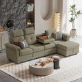 Light Gray L-Shaped Sectional Sofa with Ottoman I7295
