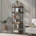 70.8 Inch Tall 6-tier Bookshelf with Round Top Frame F938
