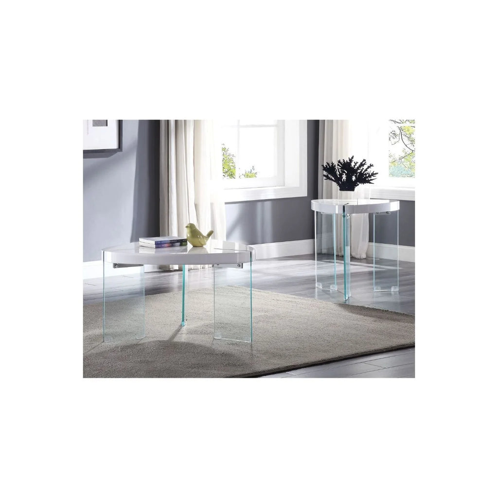 White High Gloss & Clear Glass Coffee Table X834752
