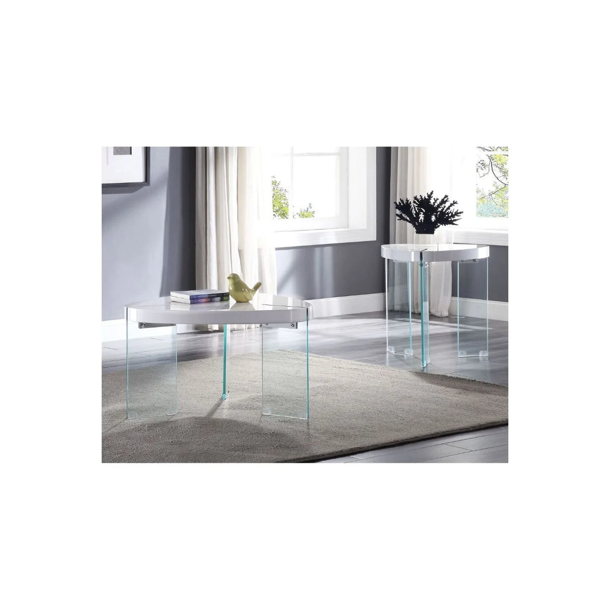 White High Gloss & Clear Glass Coffee Table X834752