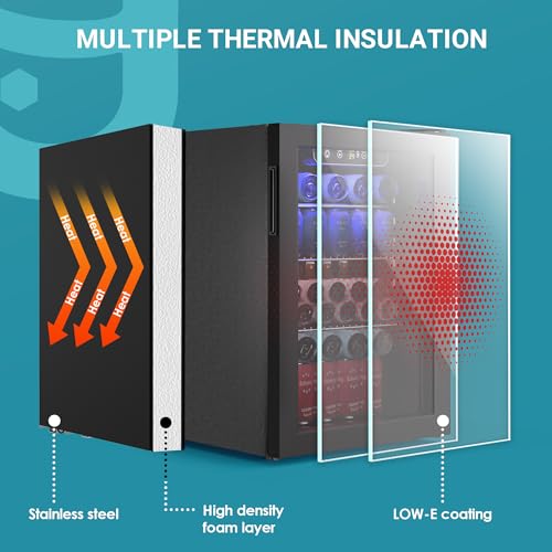 100 Can Beverage Refrigerator Mini Fridge with Glass Door, 2.7 cu.ft O596074