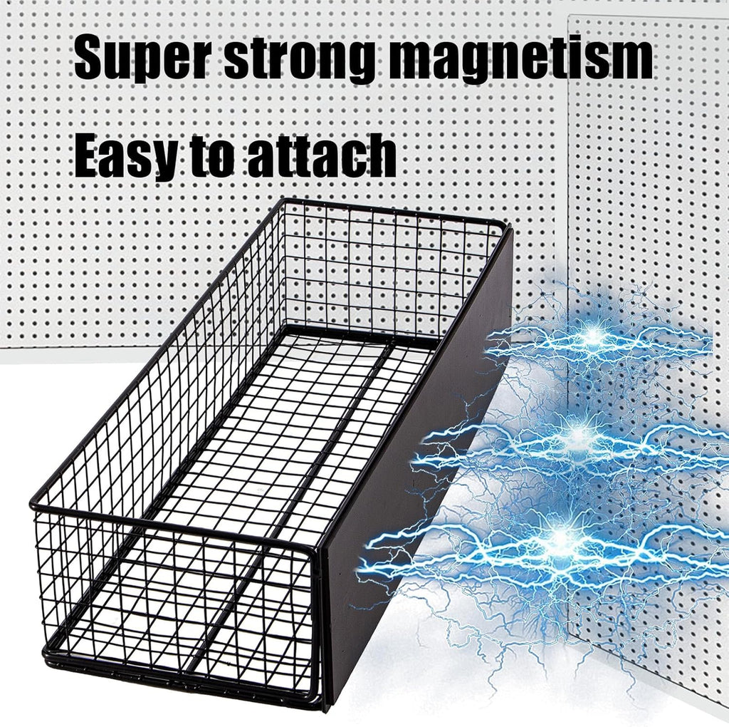 Black Magnetic Wire Mesh Shelf, 13.77" x 5.11" x 3.26" K763147