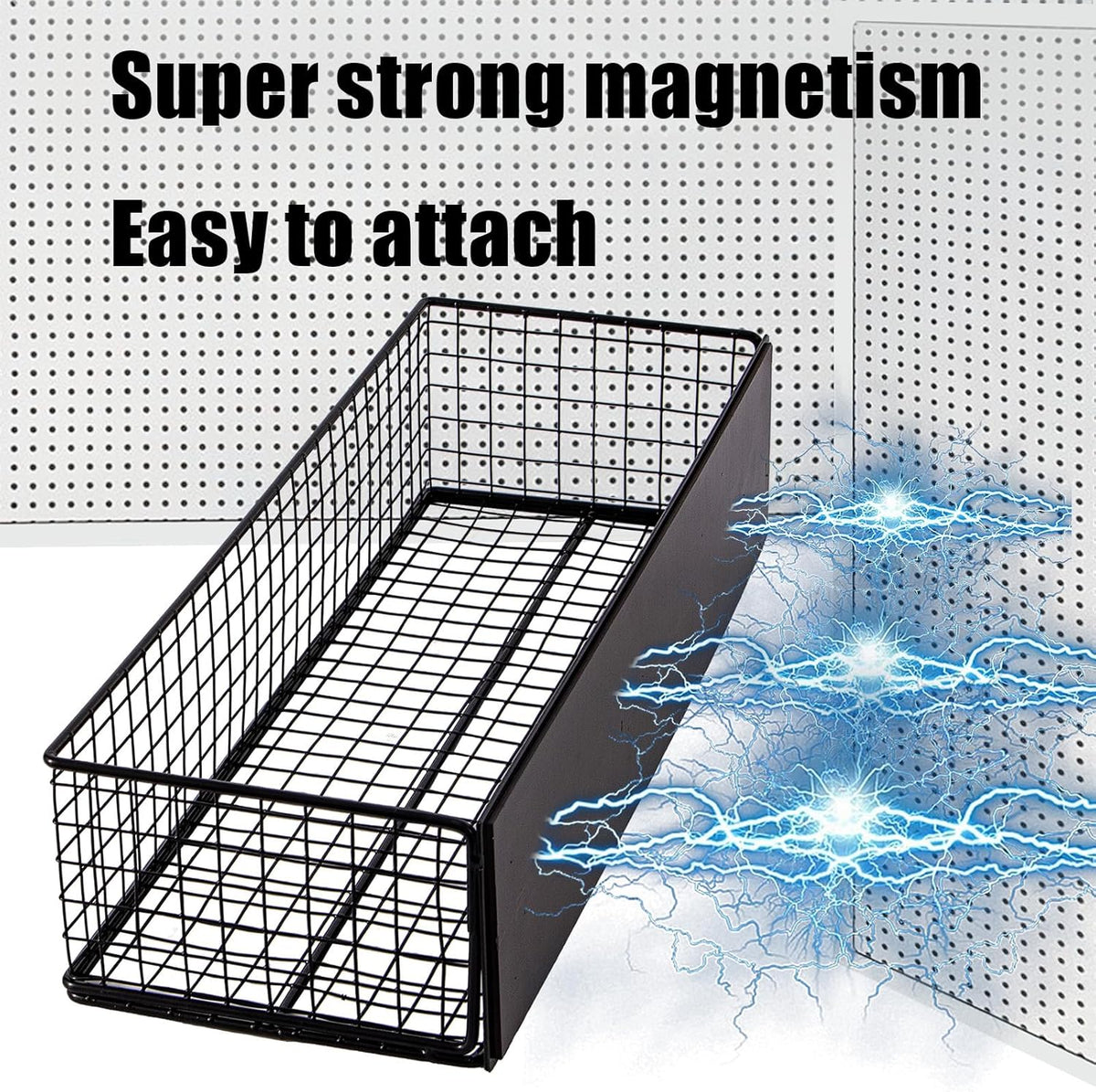 Black Magnetic Wire Mesh Shelf, 13.77" x 5.11" x 3.26" K763147