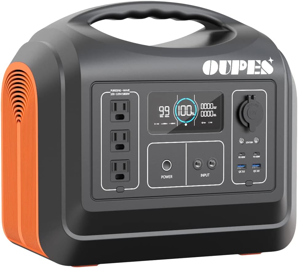 1200W Solar Generator with 2 X100W Solar Panels, 992Wh Portable Power Station LiFePO4 Battery w/ 3 X 110V AC Outlets J32974
