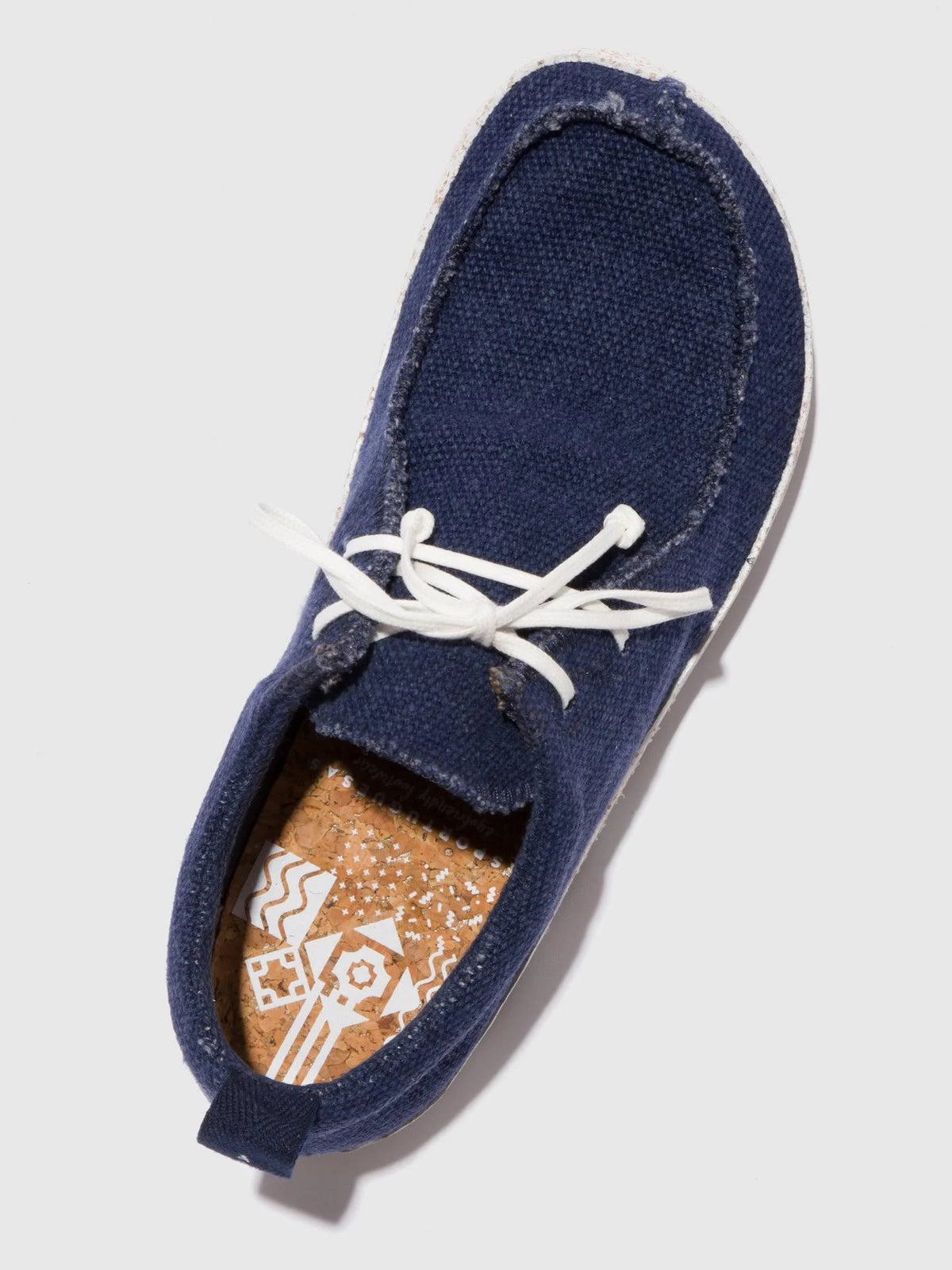 Navy Recycled Linen Lace-Up Trainers H7331