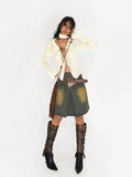 Denim Distressed Mid Thigh Skirt J8964