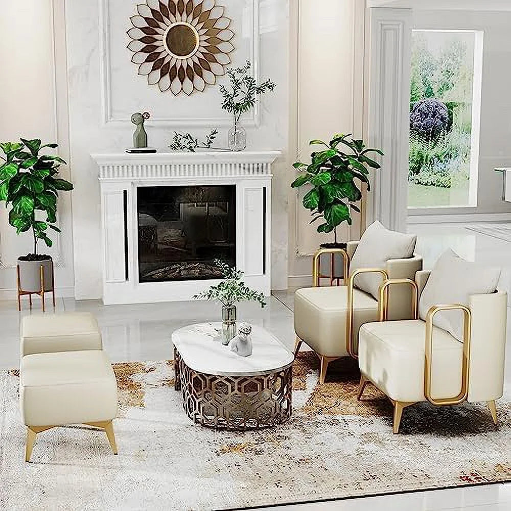 Faux Leather Accent Chair with Ottoman G8045