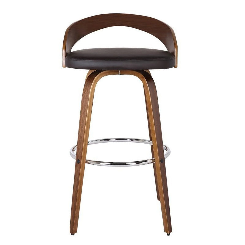 26" Faux Leather Wood Counter Stool in Brown/Walnut T453
