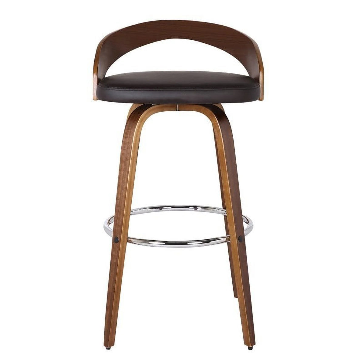 26" Faux Leather Wood Counter Stool in Brown/Walnut T453