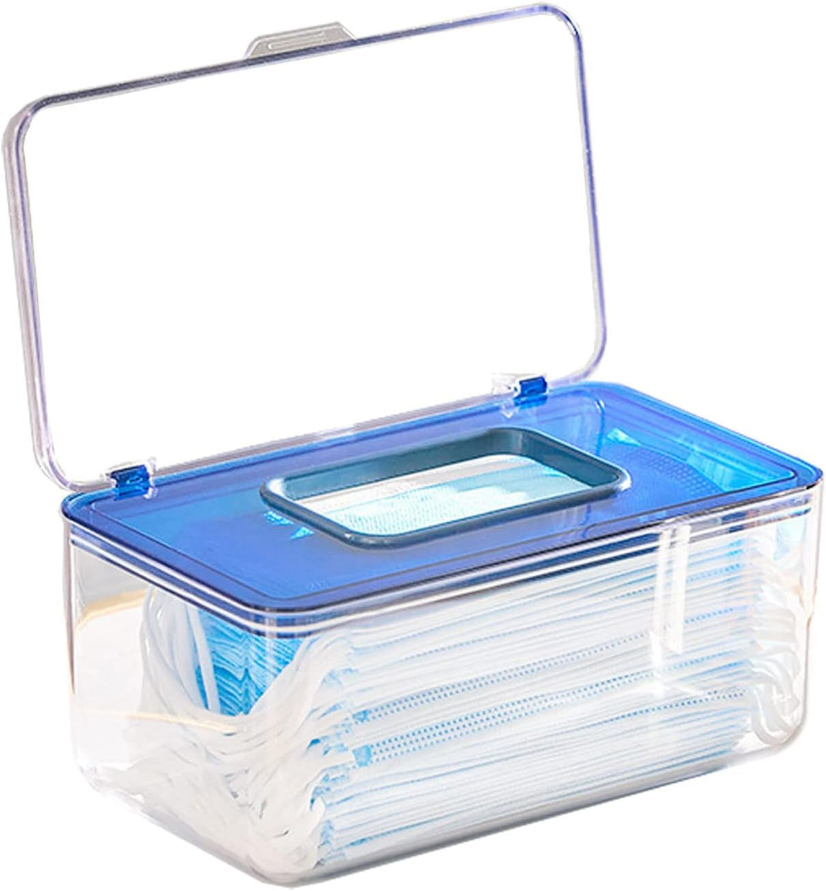 Blue Mask Storage Box with Lid Organizer A588544