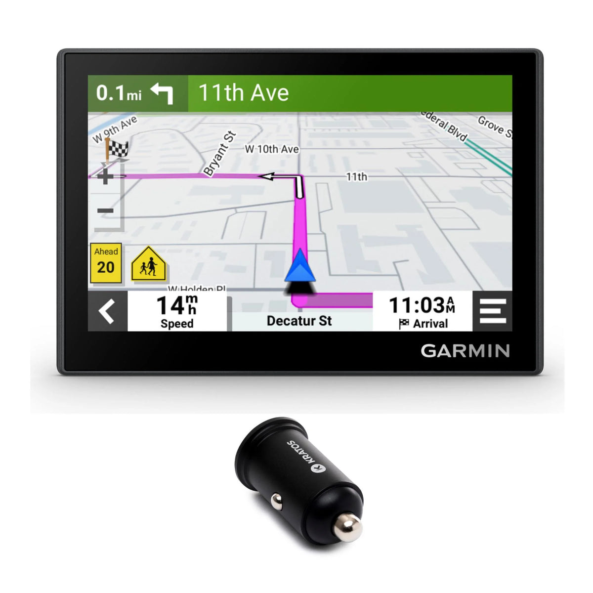 GPS Navigator with 2-Port Car Charger M9748