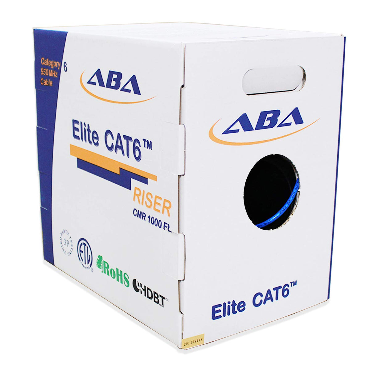 White 1000ft Cat6 Riser UTP 23AWG Bare Copper Ethernet Cable T911368
