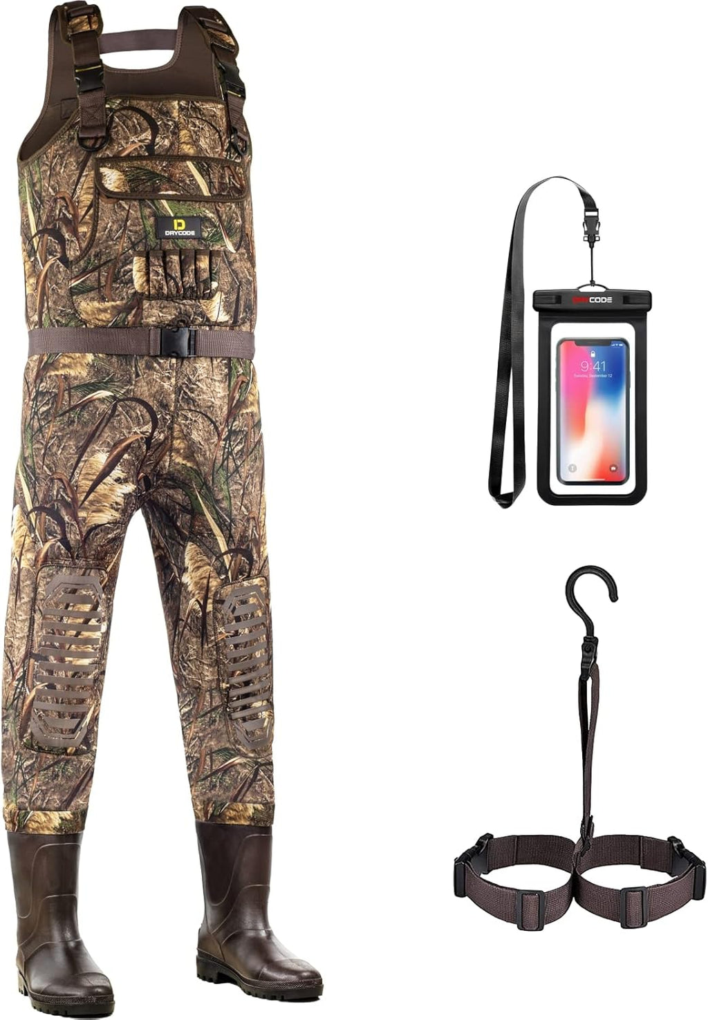 Waterproof Neoprene Camo Chest Waders with Boots E909623