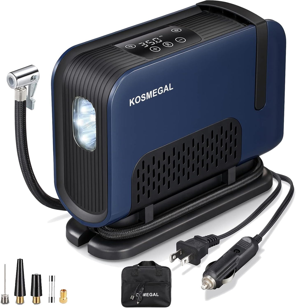 Blue Portable Tire Inflator Air Compressor with Digital Pressure Gauge N343448