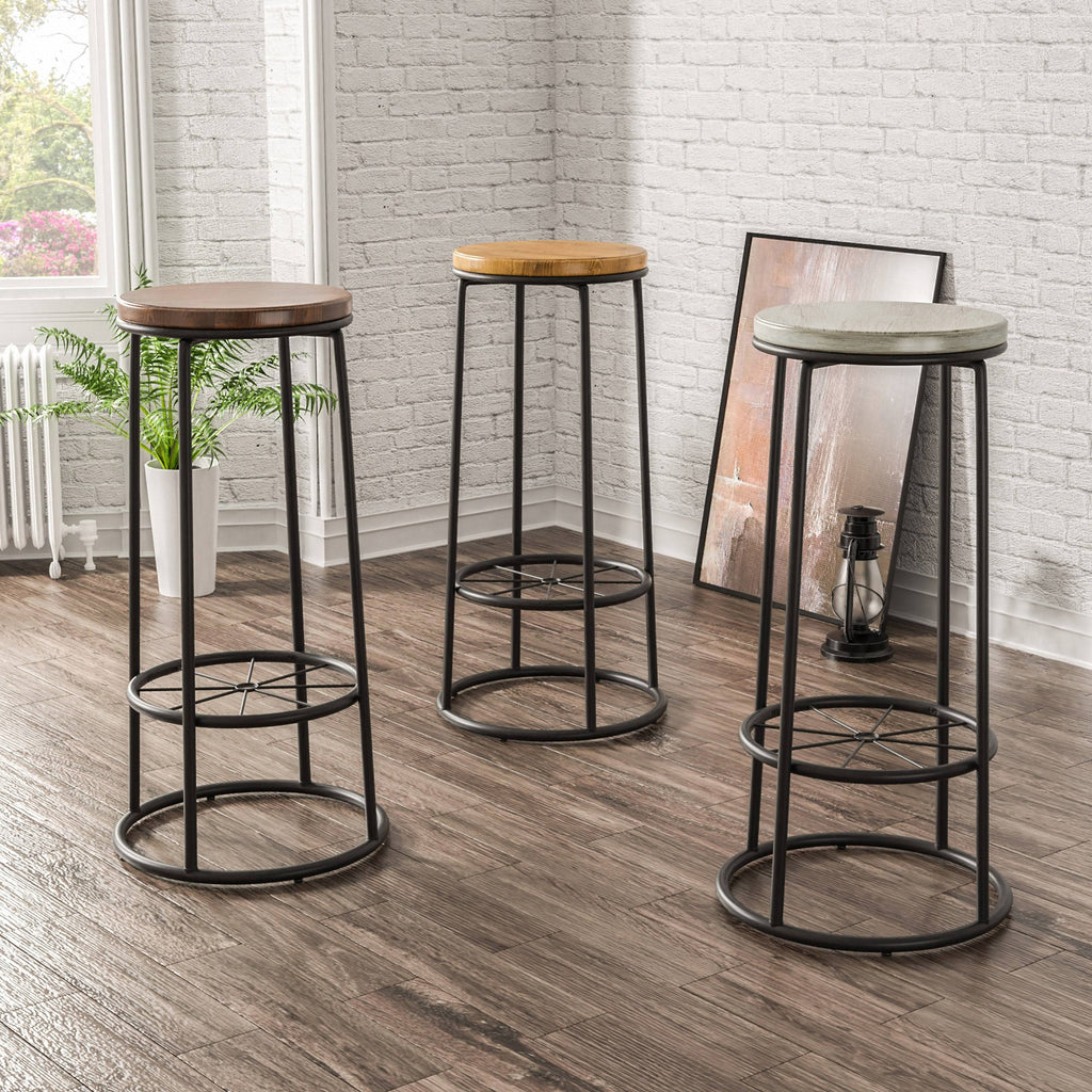 Rustic Metal Barstools Set of 2 Q320209