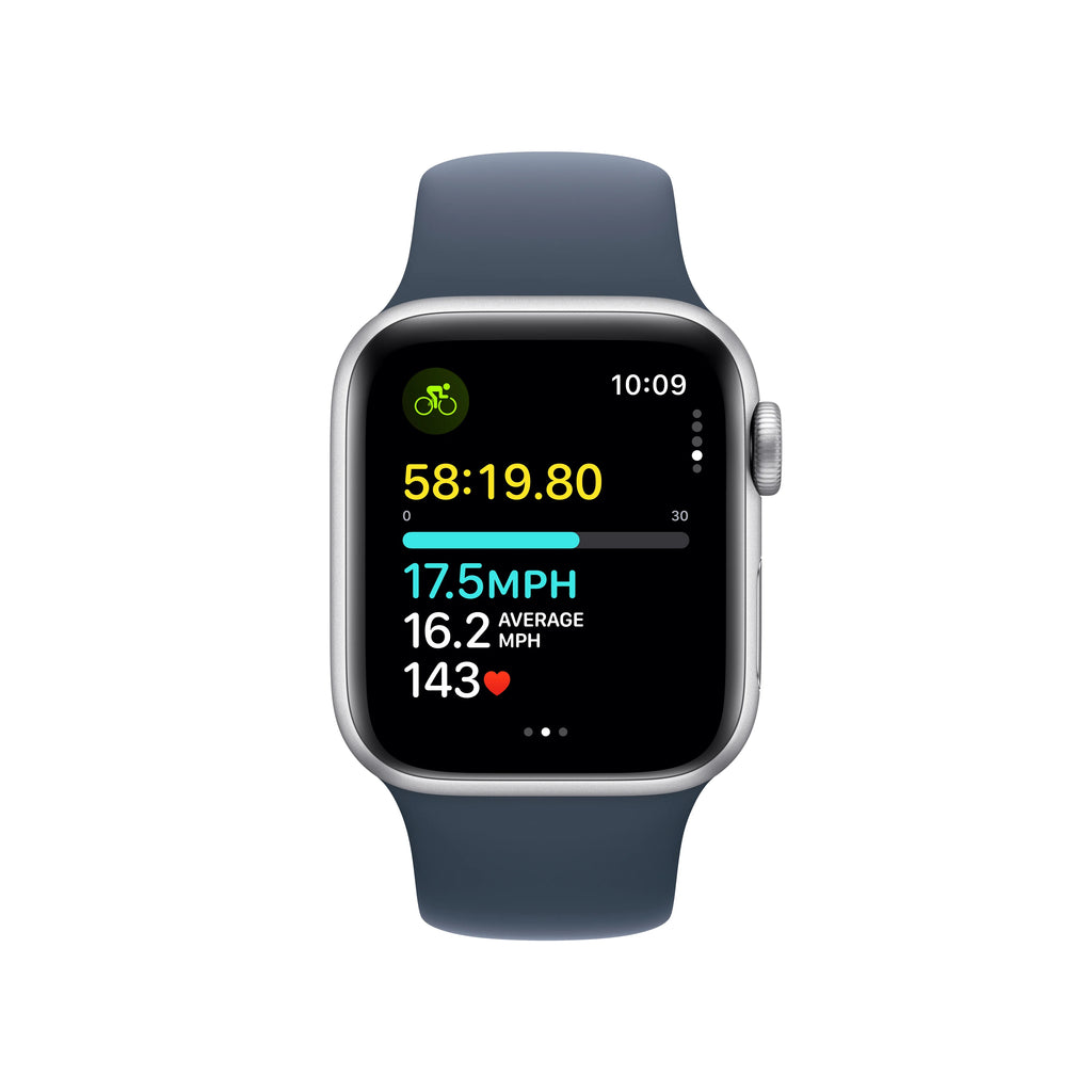 Silver Aluminum 40mm GPS Smartwatch with Storm Blue Sport Band K7936