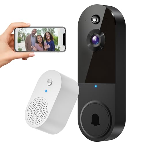 Black 1080P Wireless Video Doorbell Camera with Night Vision Y420