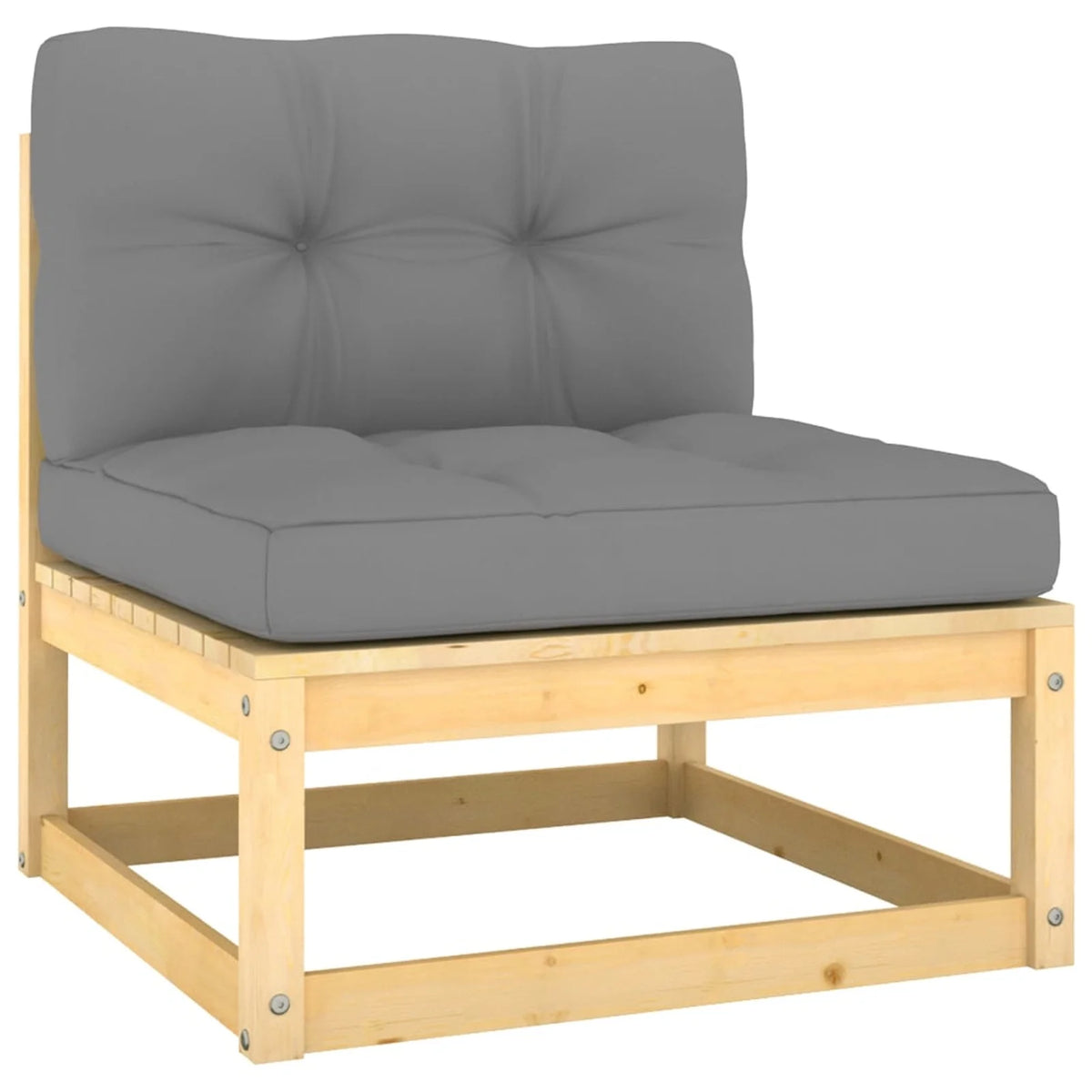 6 Piece Garden Conversation Set Gray Cushion Pinewood Sectional Outdoor Furniture I27858