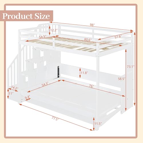 Grey Murphy Bed with Stairs and Desk O759264
