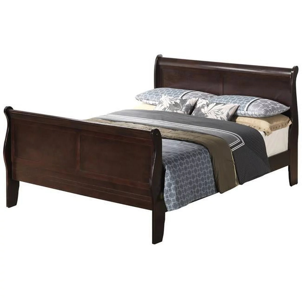 Cappuccino Full Size Sleigh Bed with High Footboard W8925
