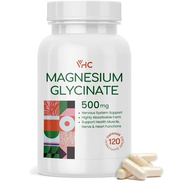 Magnesium Glycinate Supplement 500mg 120 Capsules J9303