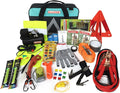 82 Pc Auto Roadside Emergency Car Kit with Tire Repair Kit, Jumper Cables, Portable Air Compressor, Tow Strap, Emergency Triangle T709