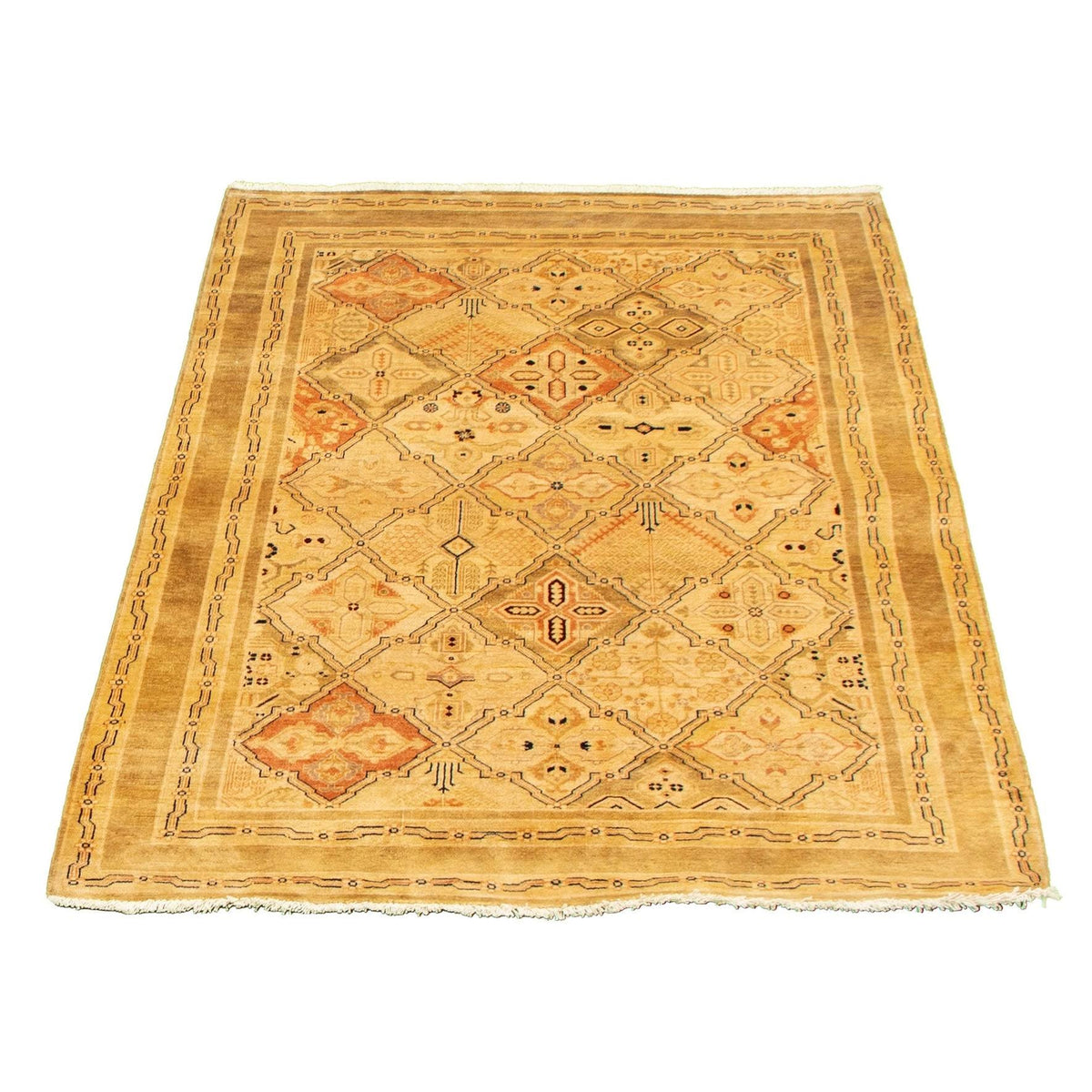 Hand Knotted Ivory Wool Rug E6476