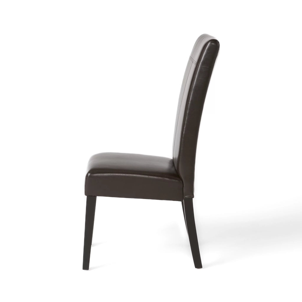 Brown Faux Leather Dining Chairs Set of 2 B998