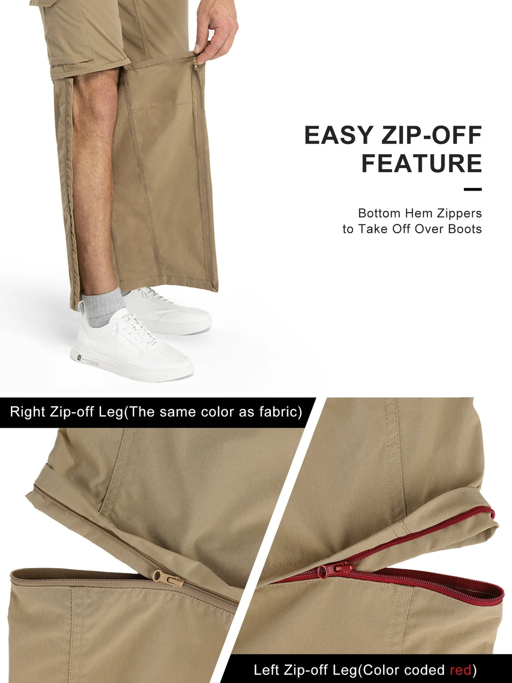 Convertible Quick Dry Stretch Zip-Off Lightweight Cargo Pants K858