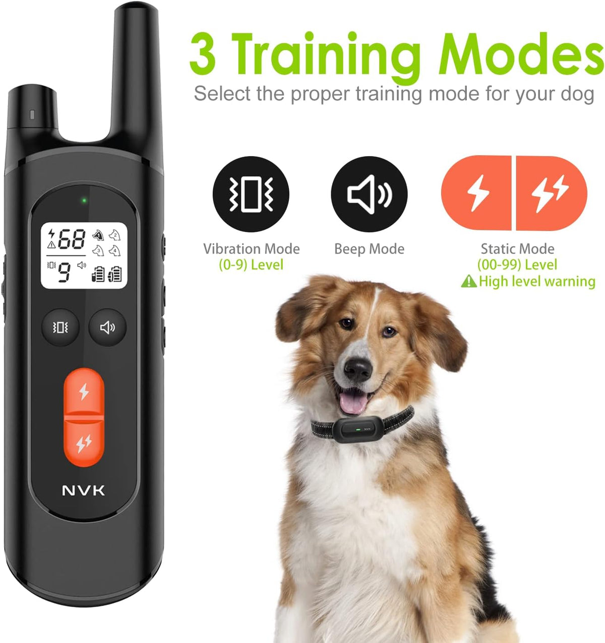 Rechargeable Dog Training Collar with Remote, 3 Modes, Waterproof, Pack of 2 R73197