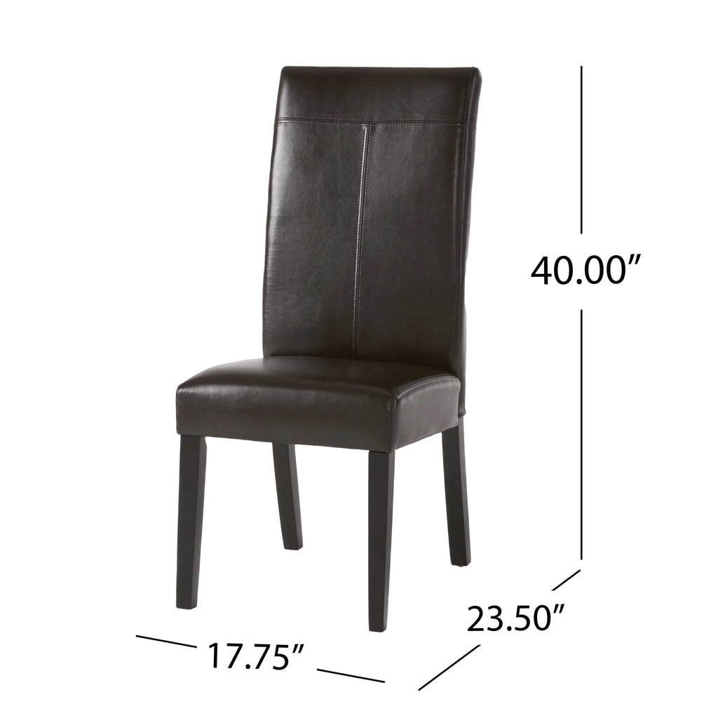 Brown Faux Leather Dining Chairs Set of 2 B998