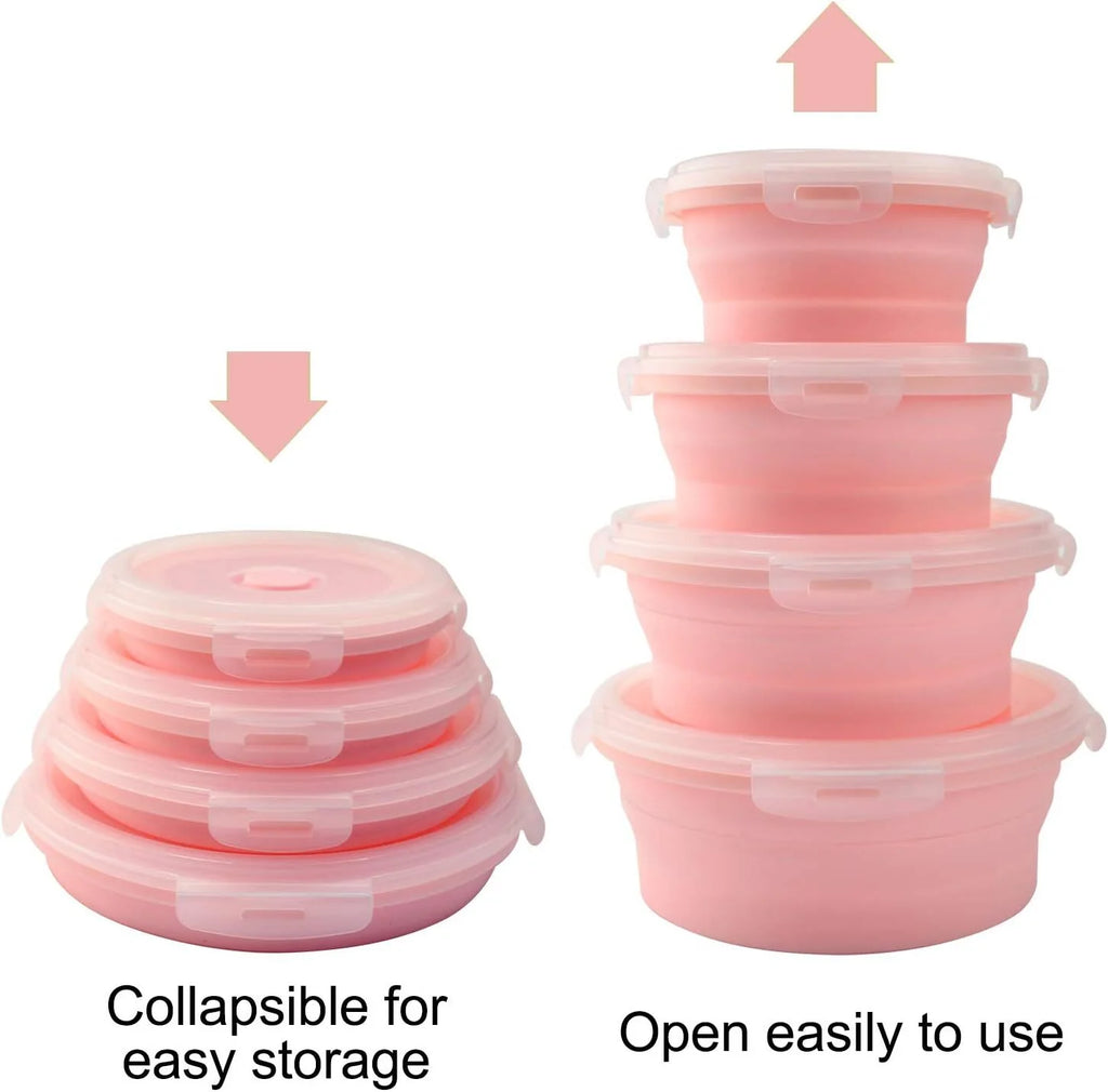 Pink Silicone Collapsible Food Storage Containers, Set of 4 L9135