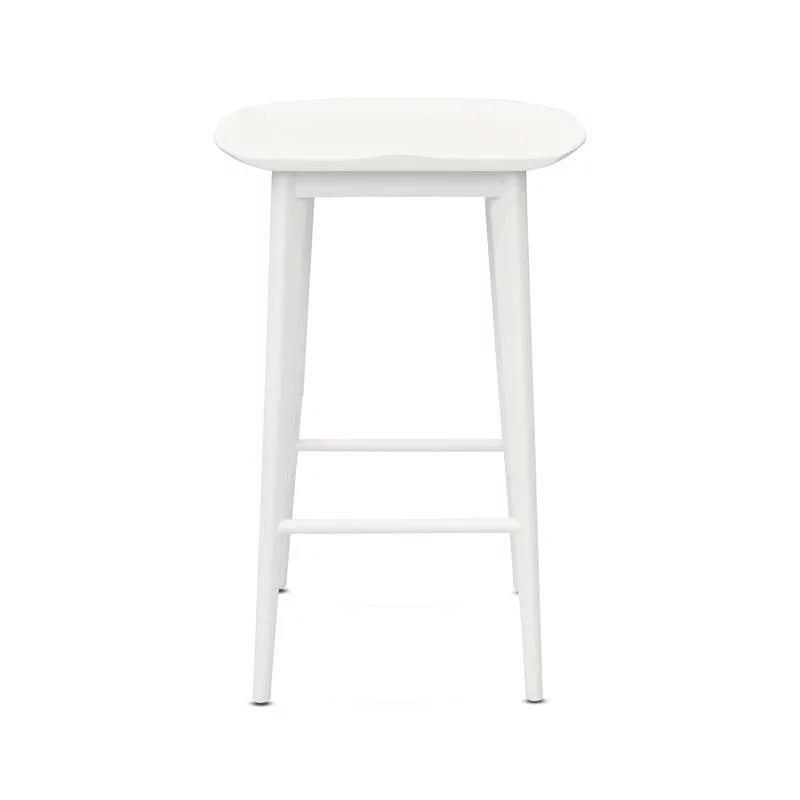 White 2 Piece Acacia Wood Counter Stool Set T65296
