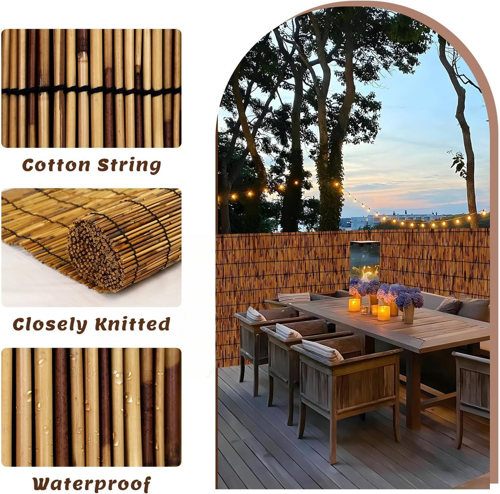 Bamboo Reed Fence 6 Feet High 6FT X 16.4FT Natural Reed Fencing Privacy Reed Screening Brown Q59299