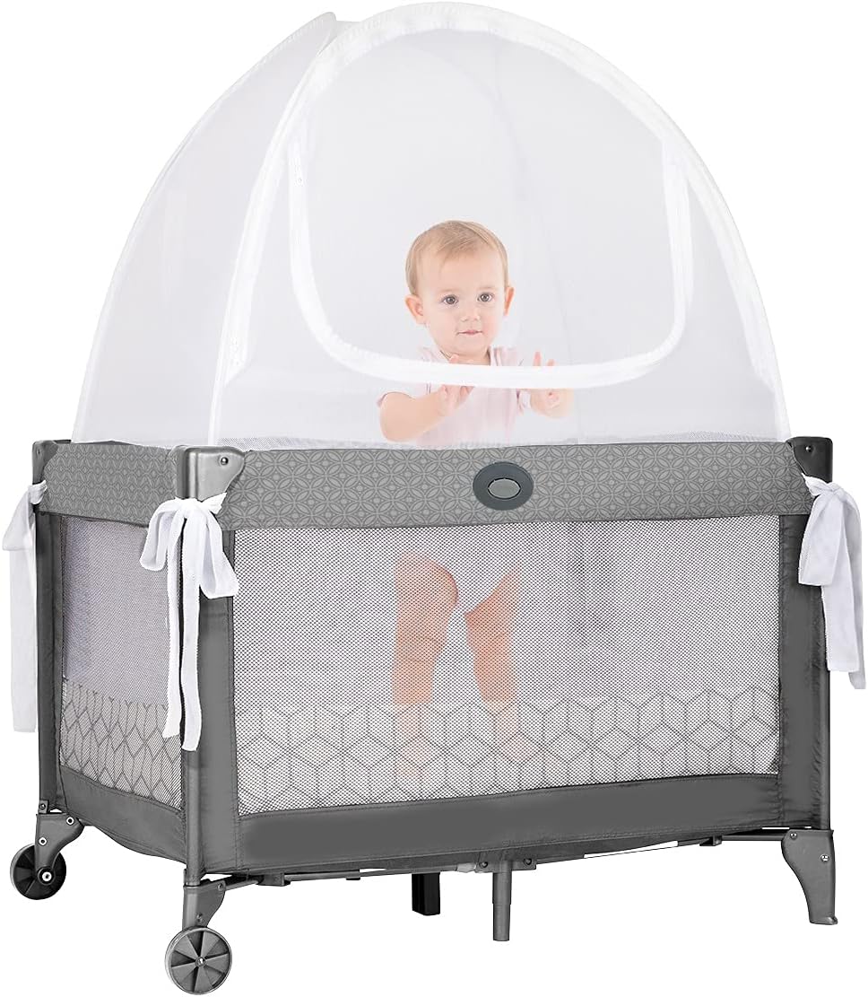 Baby Safety Crib Tent Mosquito Net See Through Mesh Pop-up Canopy Cover Y8418