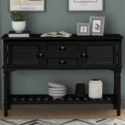 47'' Modern Console Table with 2 Drawers, 2 Cabinets and 1 Shelf, Black V35364
