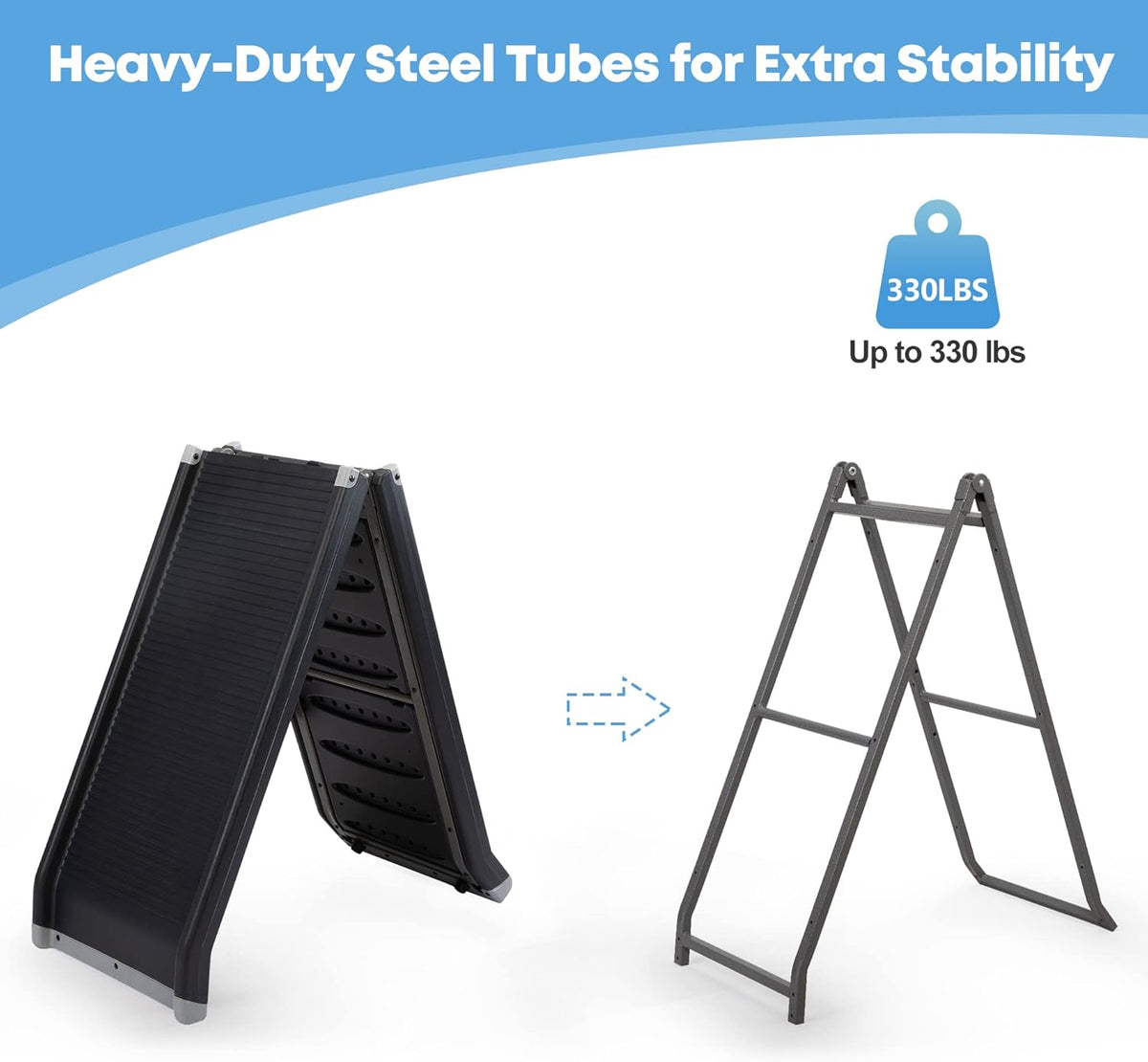 Folding Pet Ramp with Side Rails, 63 L x 14.75 W, Black U1887