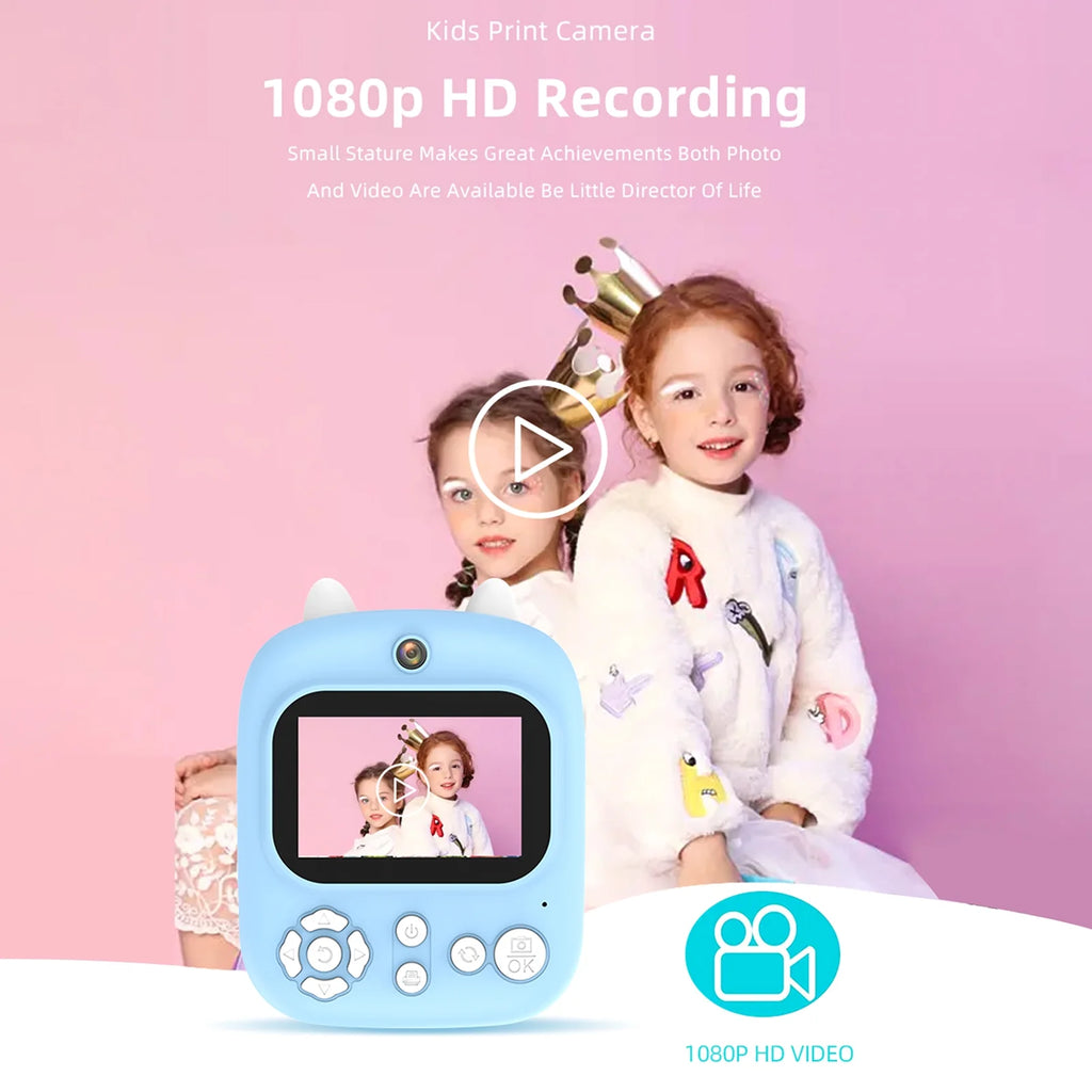 Instant Camera with Dual Lenses, 12MP, 32GB Memory, 3 Printing Paper Rolls M888188
