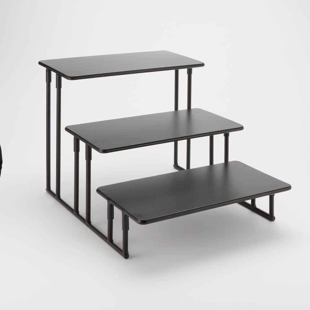 3 Tier Black Rectangular Display Stand L430507