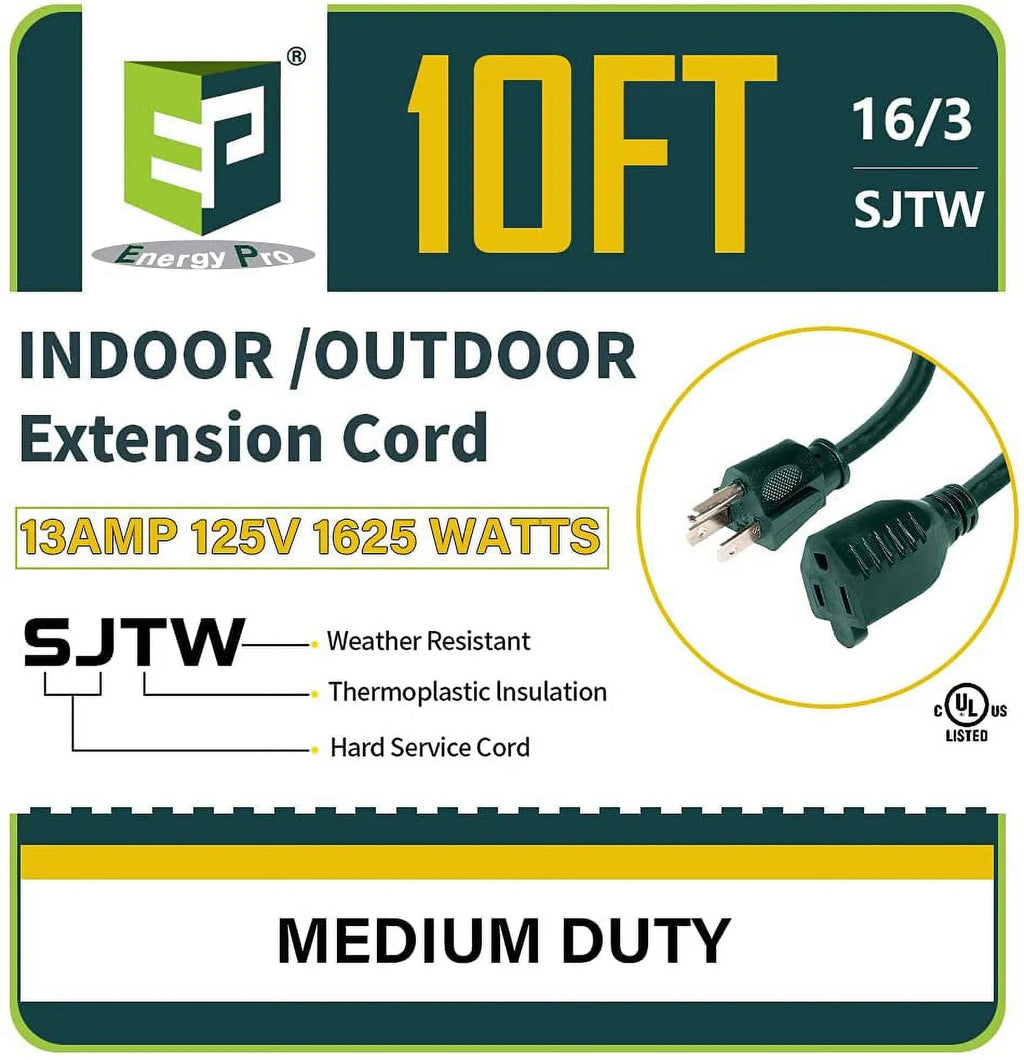 15 Ft Green 16/3 SJTW Extension Cord K5070