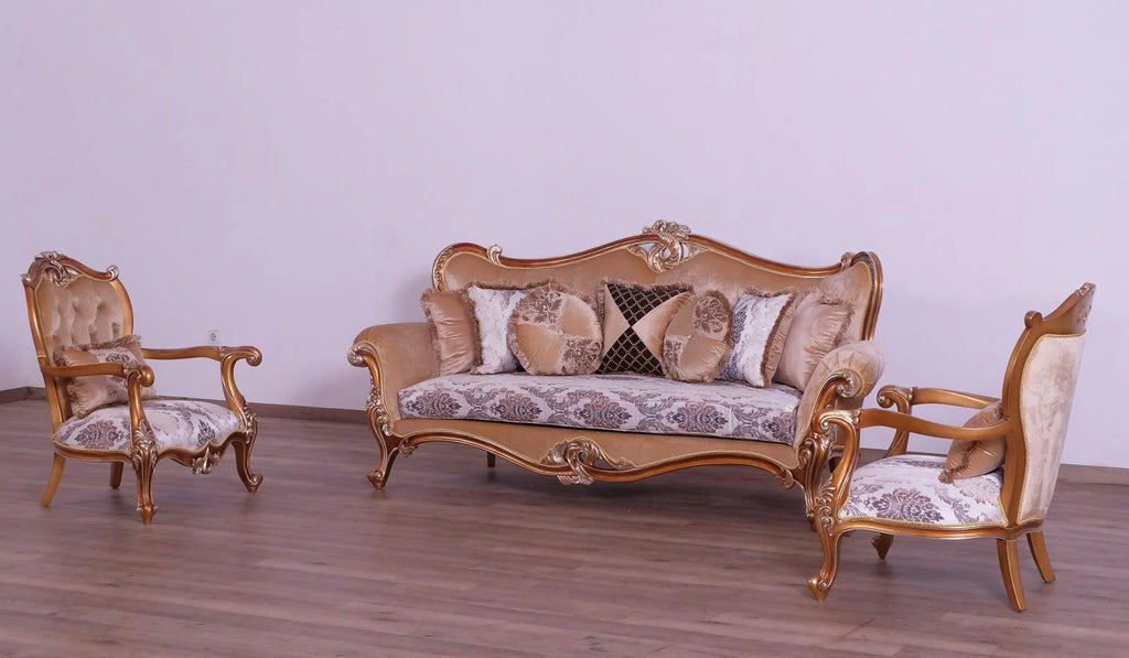 Black & Sand Wood Trim Sofa Set 3 F97576
