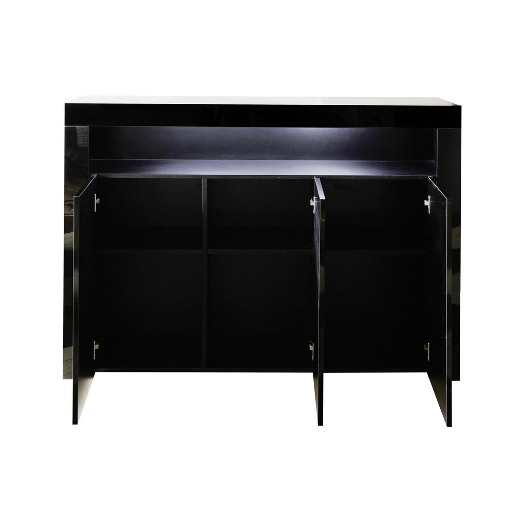 Black High Gloss Sideboard Storage Cabinet with LED Light Q8031