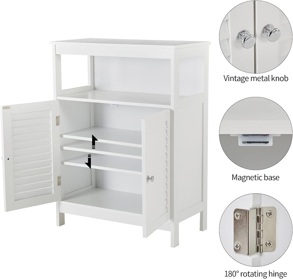 White Bathroom Storage Cabinet with 3 Drawers and 1 Two Layers Cabinet L421760