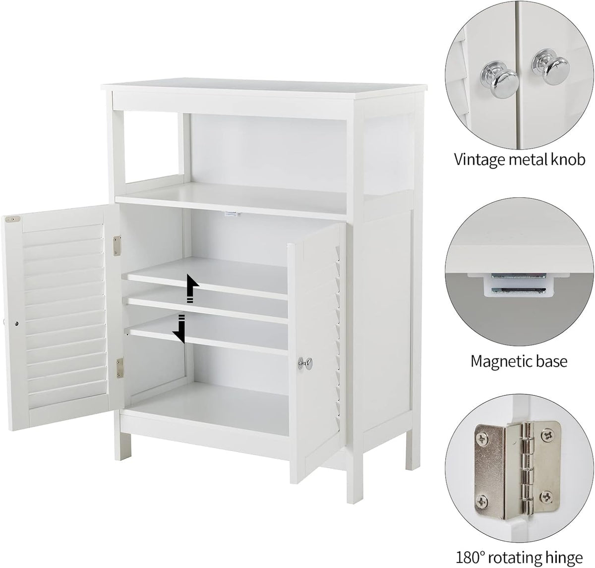 White Bathroom Storage Cabinet with 3 Drawers and 1 Two Layers Cabinet L421760