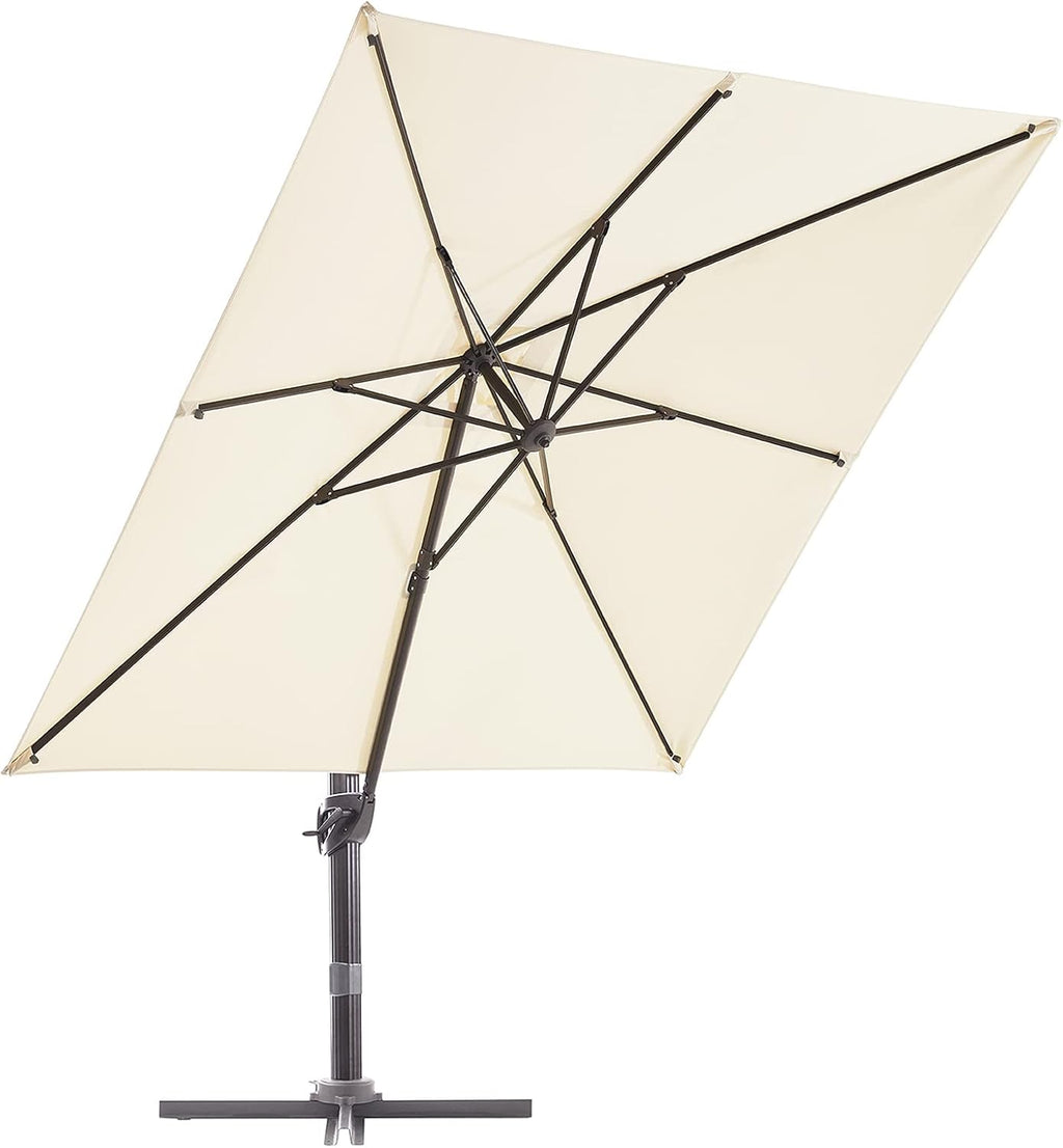 Beige 9x9 FT Square Cantilever Aluminum Outdoor Umbrella W289